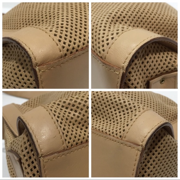 GUCCI tan perforated leather small shoulder bag - Picture 8 of 9